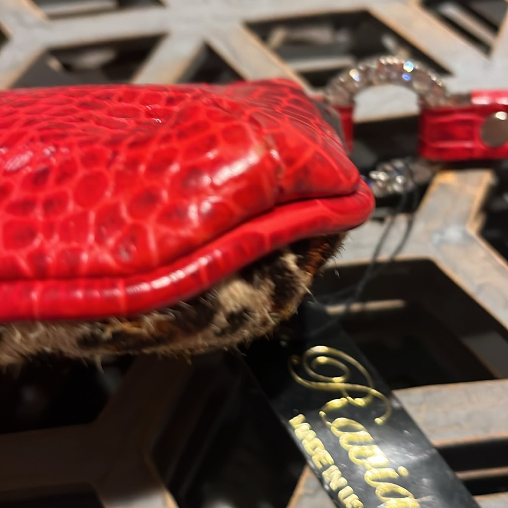 Leather Leopard Rhinestone Wristlet - Picture 5 of 12
